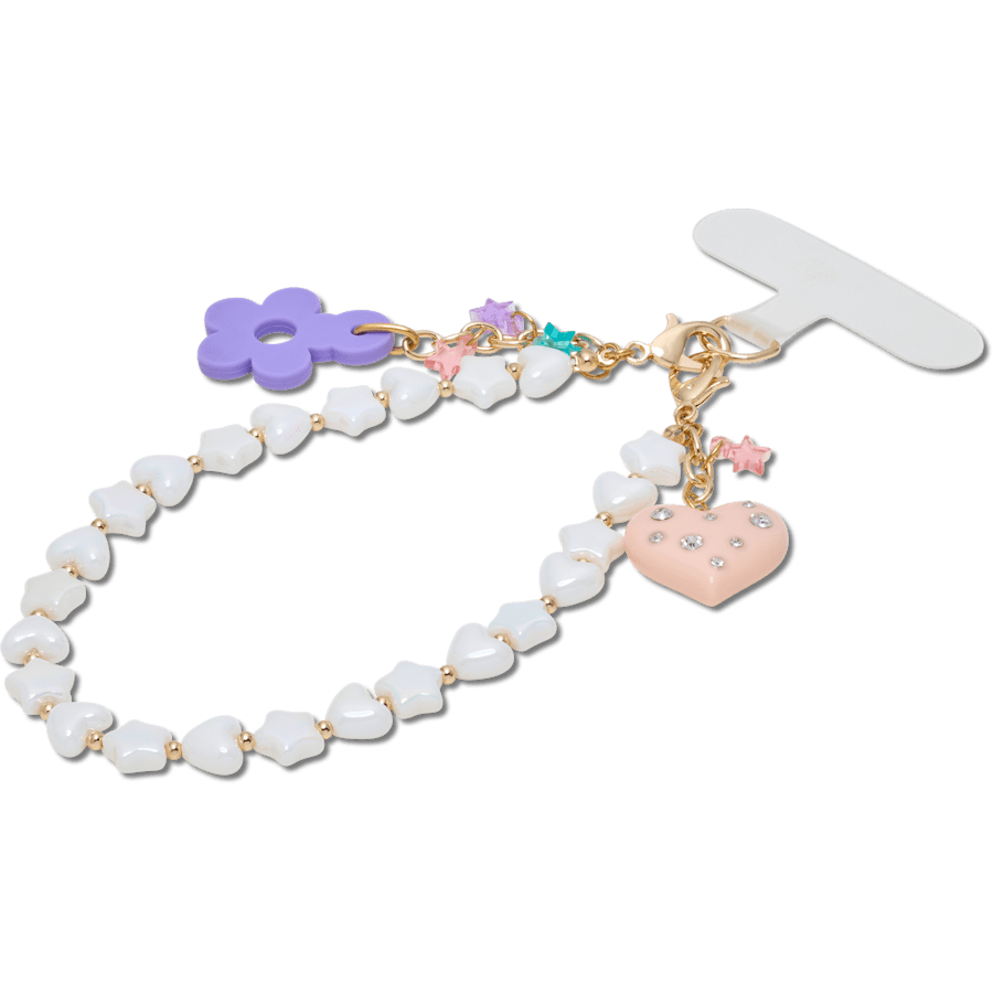 Beaded Heart Flower Phone Wristlet